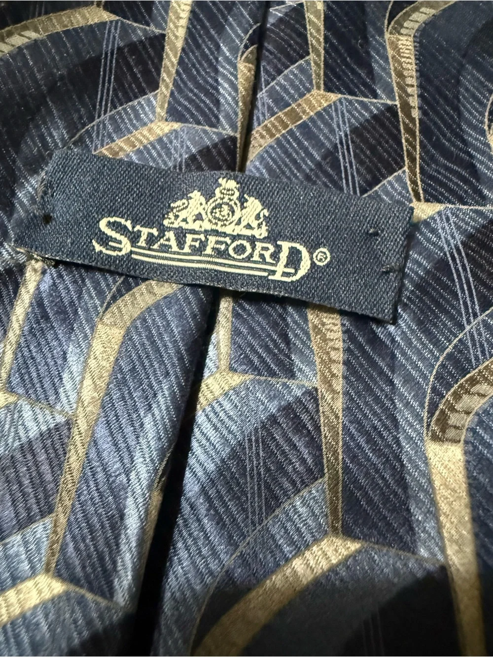 Stafford Blue Geometric Silk Tie